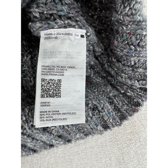 PrAna Womens Gray Cableknit Sweater Wool Blend Mock Neck 1/4 Zip M Cabincore - Picture 11 of 11